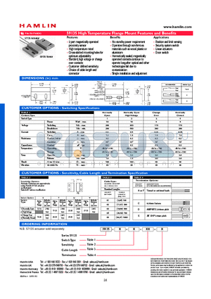 59135-1-S-01-D datasheet - High Temperature Flange Mount Features and Benefits