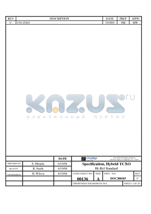 DOC200103 datasheet - Specification, Hybrid TCXO