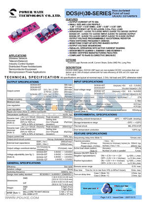 DOH30-12T datasheet - Non-isolated Point of load DC/DC converters