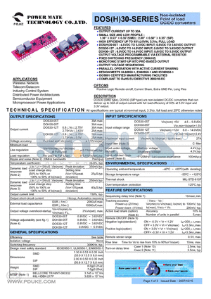 DOH30-05T datasheet - Non-isolated Point of load DC/DC converters
