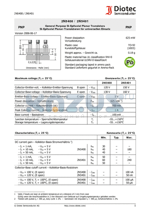 2N5400 datasheet - General Purpose Si-Epitaxial Planar Transistors