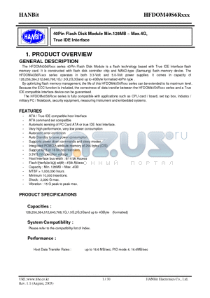 DOM40S6R256 datasheet - 40Pin Flash Disk Module Min.128MB ~ Max.4G, True IDE Interface