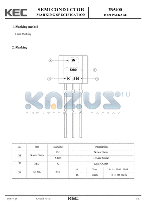 2N5400_98 datasheet - TO-92 PACKAGE