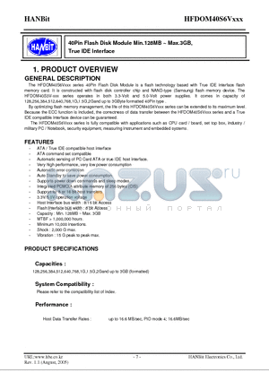 DOM40S6V1.5G datasheet - 40Pin Flash Disk Module Min.128MB ~ Max.3GB, True IDE Interface