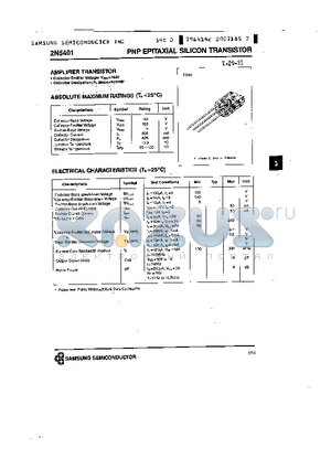 2N5401 datasheet - PNP EPITAXIAL SILICON TRANSISTOR