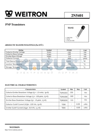 2N5401 datasheet - PNP Transistors