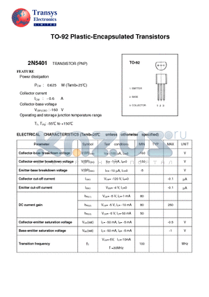 2N5401 datasheet - Plastic-Encapsulated Transistors