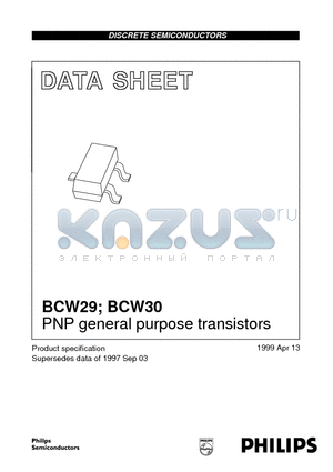 BCW29 datasheet - PNP general purpose transistors