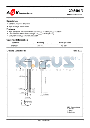 2N5401N datasheet - PNP Silicon Transistor