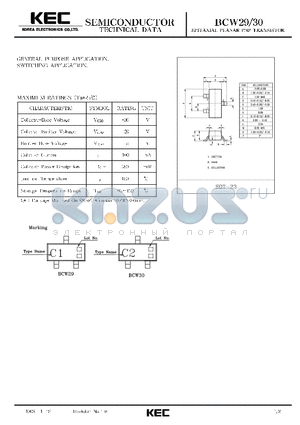 BCW30 datasheet - EPITAXIAL PLANAR PNP TRANSISTOR (GENERAL PURPOSE, SWITCHING)