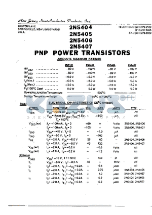 2N5407 datasheet - PNP POWER TRANSISTORS