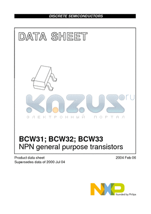 BCW31 datasheet - NPN general purpose transistors