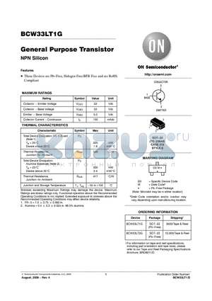 BCW33LT1 datasheet - General Purpose Transistor