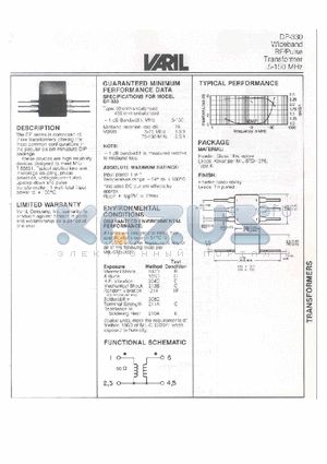 DP-330 datasheet - Wideband RF/Pulse Transformer 5-150 MHz