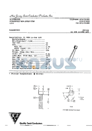 2N542A datasheet - SI NPN LO-PWR BJT