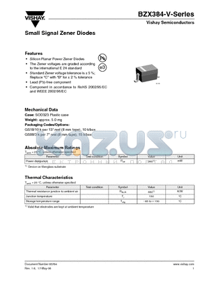 BZX384B10-V datasheet - Small Signal Zener Diodes