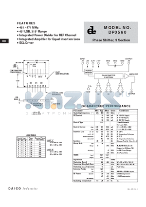 DP0560 datasheet - Phase Shifter, 3 Section