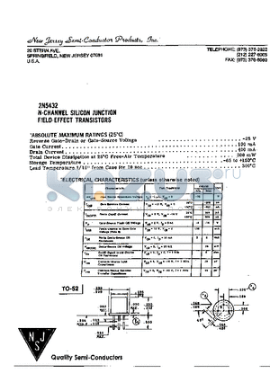 2N5432 datasheet - N-CHANNEL SILICON JUNCTION