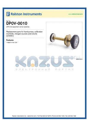 DP0V-0010 datasheet - DPPV fine adjustment vernier assembly