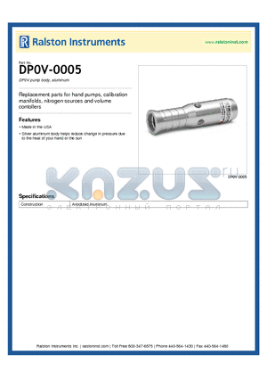 DP0V-0005 datasheet - DP0V pump body, aluminum