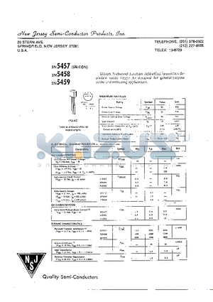 2N5458 datasheet - SILICON N-CHANNEL JUNCTION FIELD-EFFECT TRANSISTORS