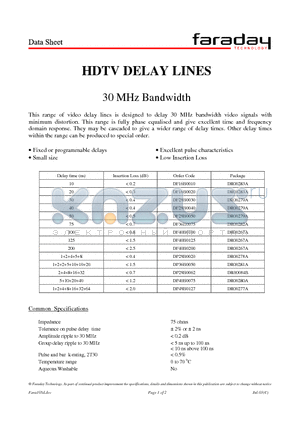 DP40B0075 datasheet - HDTV DELAY LINES