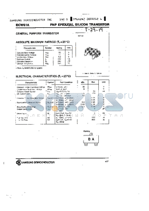 BCW61A datasheet - PNP EPITAXIAL SILICON TRANSISTOR