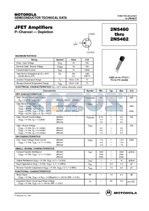 2N5461 datasheet - CASE 2904, STYLE 7 TO92 (TO226AA)