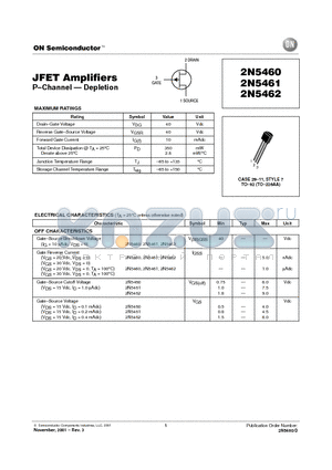 2N5462 datasheet - JFET Amplifiers