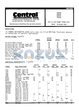 2N5492 datasheet - NPN SILICON POWER TRANSISTORS