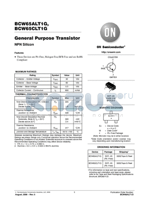 BCW65ALT1G datasheet - General Purpose Transistor