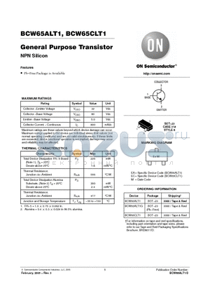 BCW65ALT1 datasheet - General Purpose Transistors(NPN Silicon)