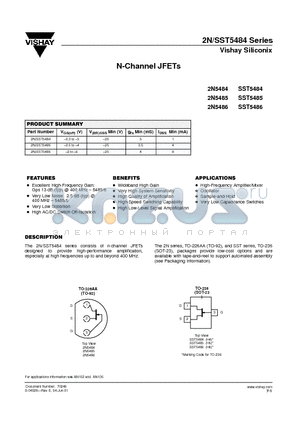 2N5485 datasheet - N-Channel JFETs