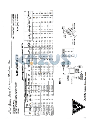 2N5524 datasheet - LOW FREQUENCY-LOW NOISE DUAL JFETS