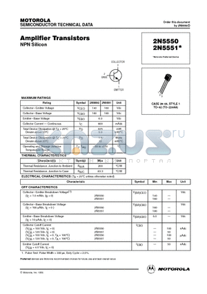 2N5550 datasheet - Amplifier Transistors