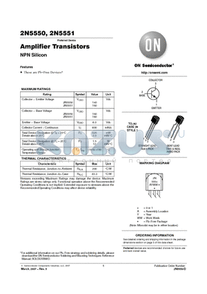 2N5550G datasheet - Amplifier Transistors NPN Silicon