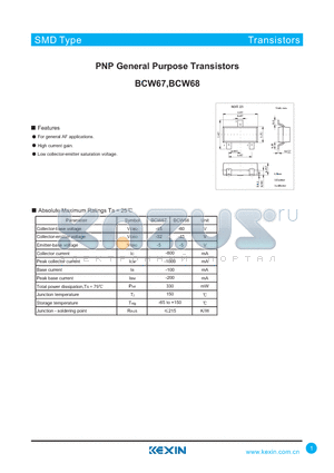 BCW67 datasheet - PNP General Purpose Transistors