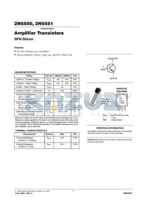 2N5551 datasheet - Amplifier Transistors