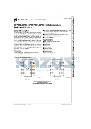 DP7310 datasheet - DP7310/DP8310/DP7311/DP8311 Octal Latched Peripheral Drivers