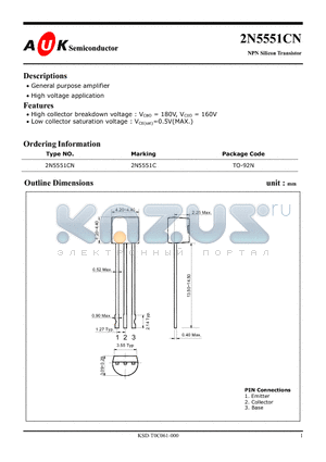 2N5551CN datasheet - NPN Silicon Transistor