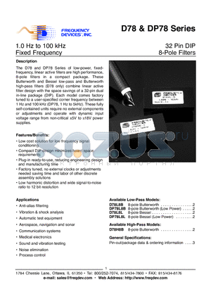 DP78H8B datasheet - 32 Pin DIP 8-Pole Filters