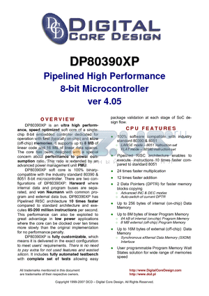 DP80390XP datasheet - Pipelined High Performance 8-bit Microcontroller