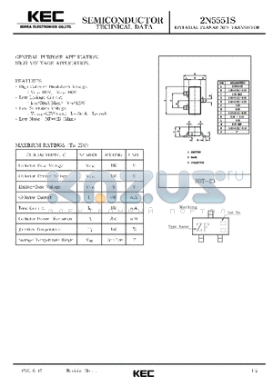 2N5551S datasheet - EPITAXIAL PLANAR NPN TRANSISTOR (GENERAL PURPOSE, HIGH VOLTAGE)