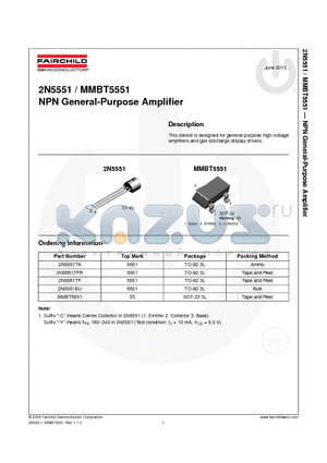 2N5551TA datasheet - NPN General-Purpose Amplifier