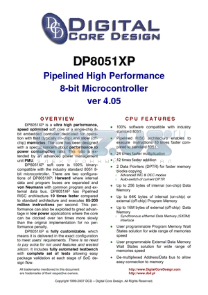DP8051XP datasheet - Pipelined High Performance 8-bit Microcontroller
