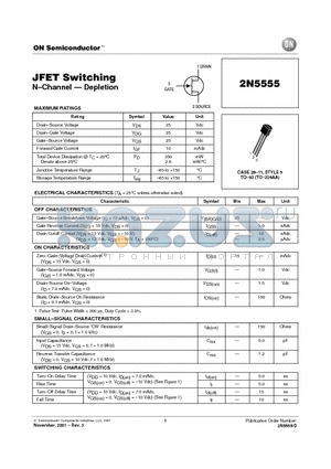 2N5555_01 datasheet - JFET Switching N-Channel - Depletion