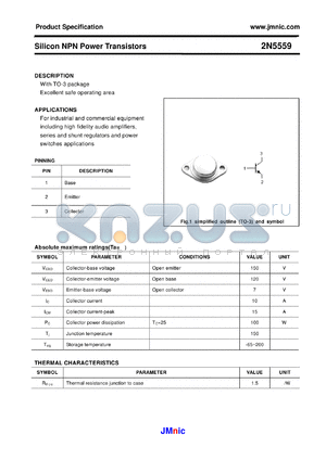 2N5559 datasheet - Silicon NPN Power Transistors