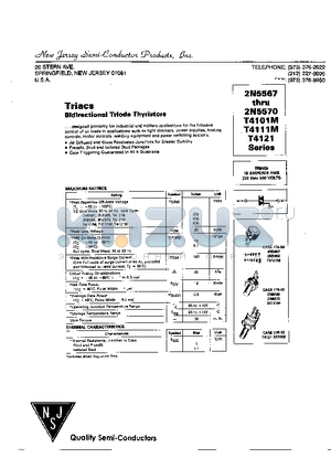 2N5570 datasheet - TRIACS BIDIRECTIONAL TRIODE THYRISTORS