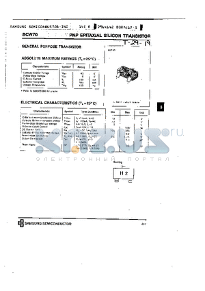 BCW70 datasheet - PNP EPITAXIAL SILICON TRANSISTOR