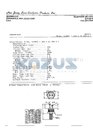 2N5573 datasheet - TRIAC, V(DRM) = 200V TO 299.9V